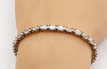 925 Sterling Silver  Vintage Sparkling Cubic Zirconia Tennis Bracelet  BT1865