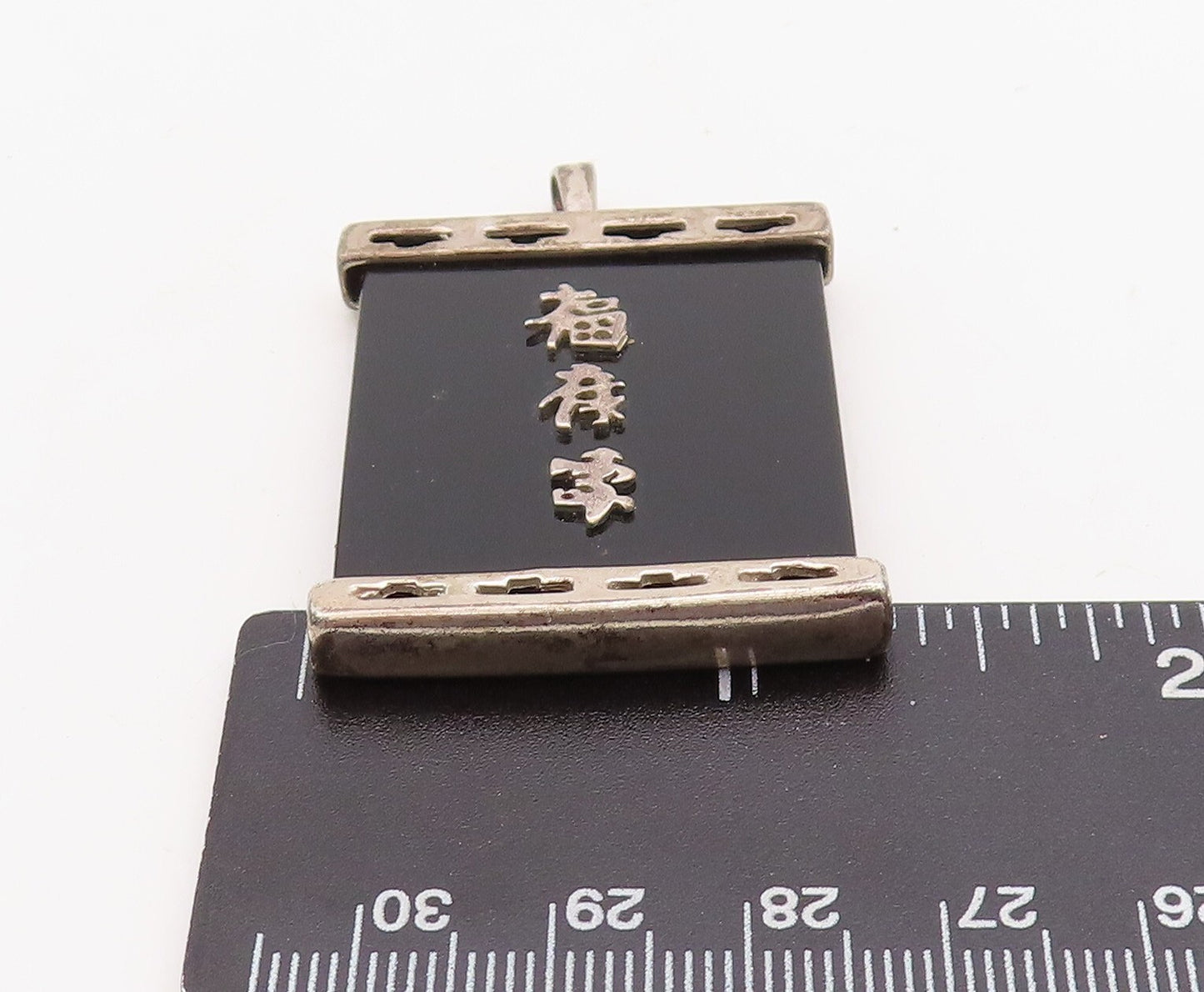 925 Sterling Silver Vintage Pendant Onyx Chenes Attributes Of Good Life PT23681