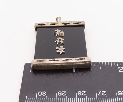 925 Sterling Silver Vintage Pendant Onyx Chenes Attributes Of Good Life PT23681