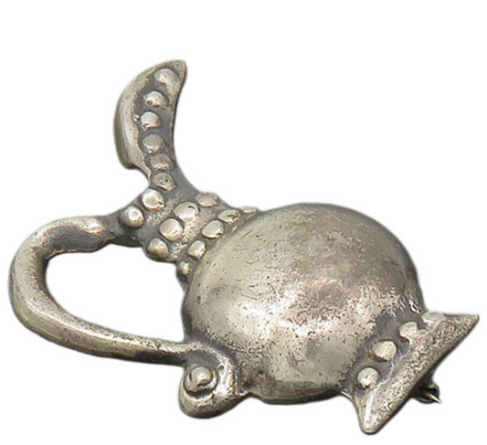925 Sterling Silver  Vintage Antique Dark Tone Pitcher Vase Brooch Pin  BP6699