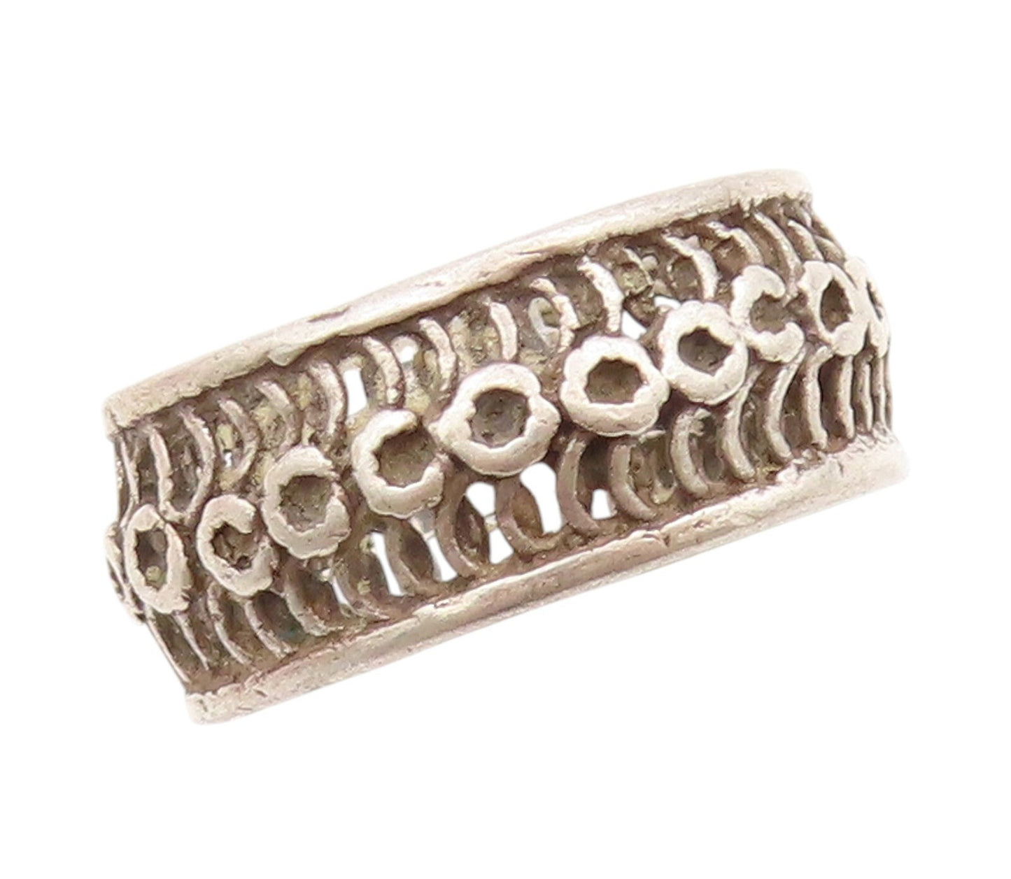 925 Sterling Silver Vintage Ring ISRAEL Dark Tone Designer Cutout  Sz 6  RG31805