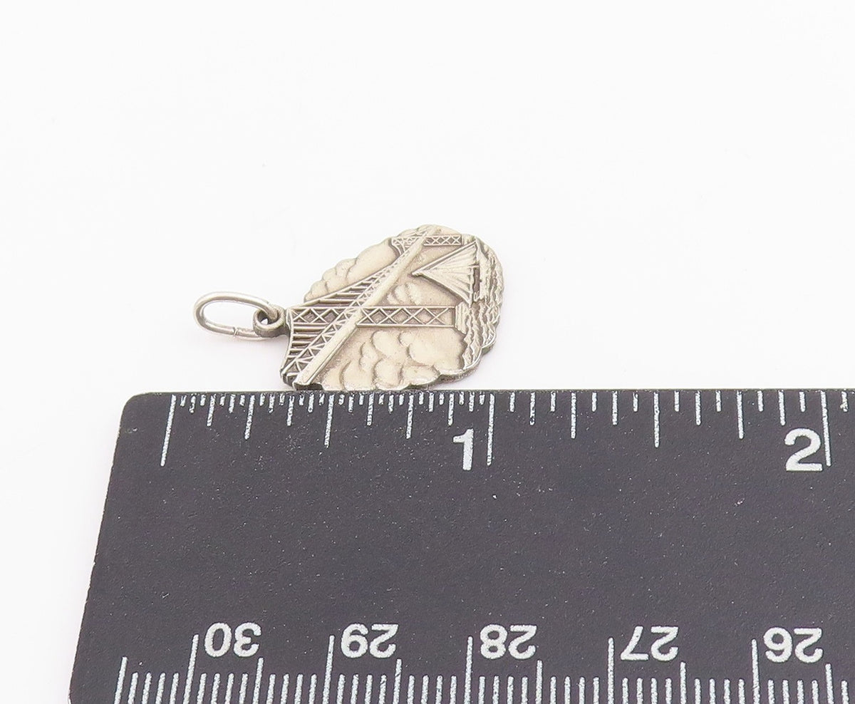 925 Sterling Silver Vintage Pendant Chesapeake Bay City Bridge Charm  PT25180