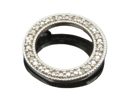 925 Sterling Silver  Vintage Genuine Diamonds Open Circle Pendant  PT10269