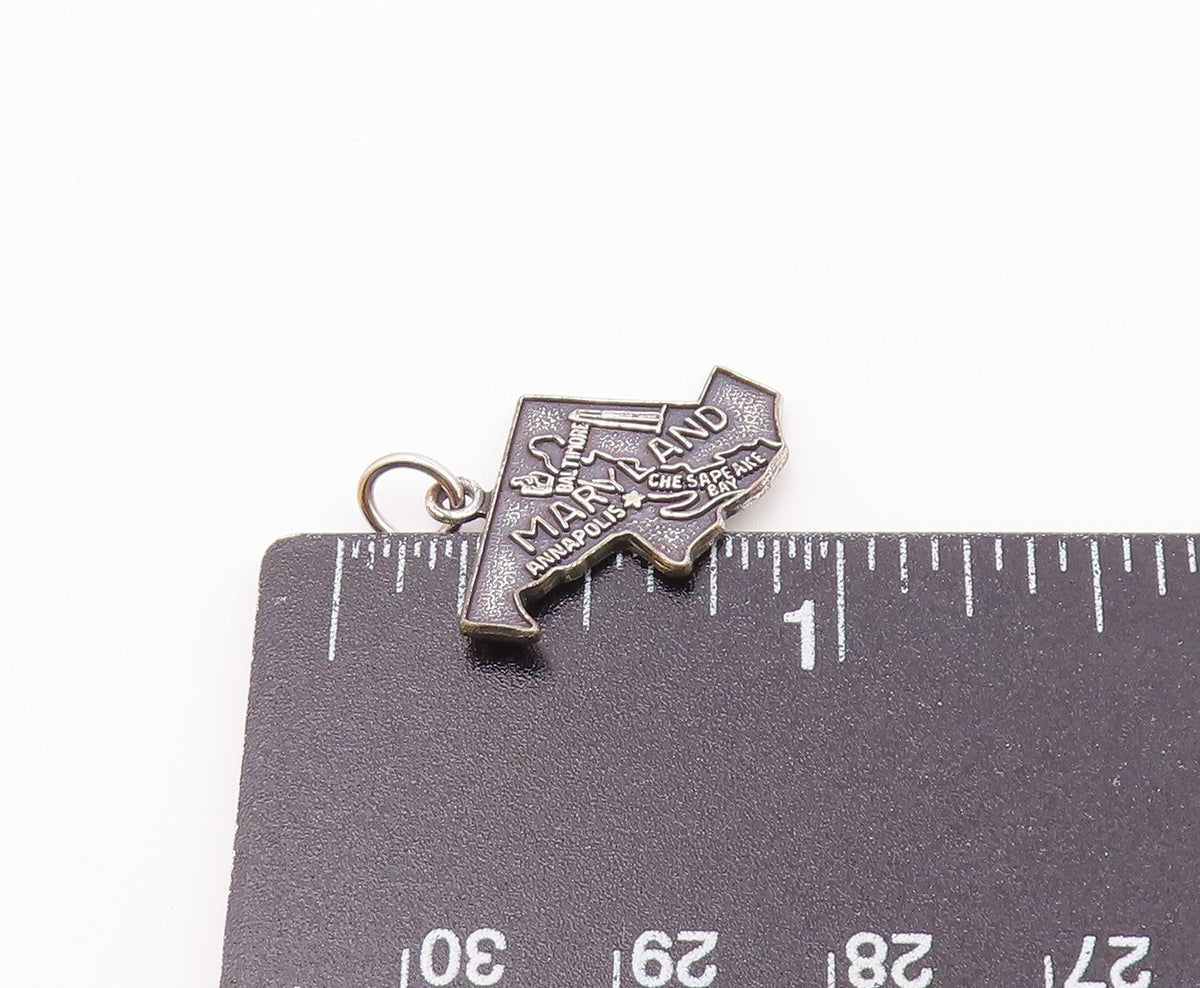 925 Sterling Silver  Vintage Maryland State Souvenir Pendant  PT21206