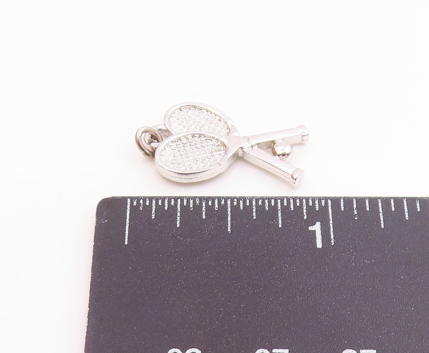 925 Sterling Silver Vintage Double Tennis Racket Sports Charm Pendant  PT20525