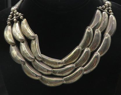 925 Sterling Silver  Vintage Antique Dark Tone Beaded Chain Necklace  NE1488
