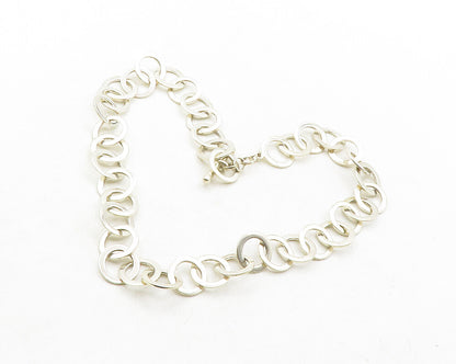 DAVID SIGAL 925 Sterling Silver Vintage Shiny Open Circle Chain Necklace  NE2196