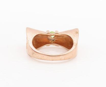 925 Sterling Silver Vintage Ring Rose Gold Plated Peridot Bow  Sz 8  RG28713