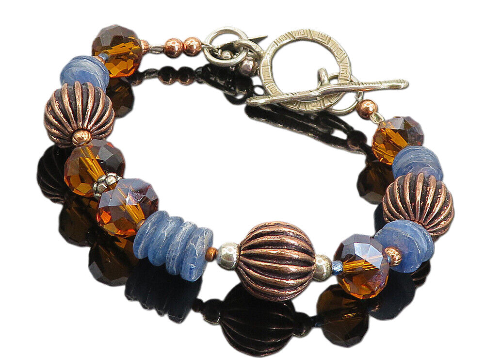 EARTHSTONE ORIGINALS 925 Silver  Vintage Mother Of Pearl Chain Bracelet BT3874