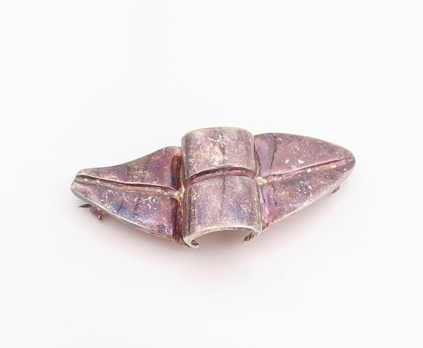 925 Sterling Silver Vintage Brooch Antique Crumbled Leaf Design  BP11735