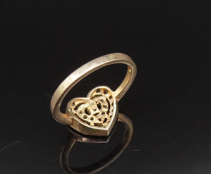 925 Silver  Vintage Gold Plated Dainty Cubic Zirconia Heart Ring Sz 8  RG25808