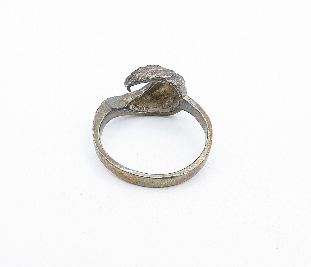 925 Sterling Silver  Vintage Dark Tone Etched Swirl Band Ring Sz 8  RG4703