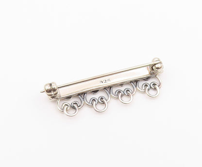 925 Sterling Silver  Vintage Dotted Four Open Love Hearts Brooch Pin  BP9622