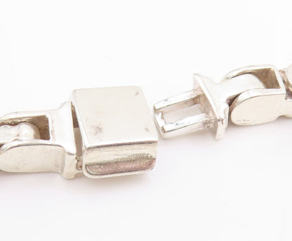 925 Sterling Silver Vintage Necklace Modernist Mariner Link Solid Chain  NE4675