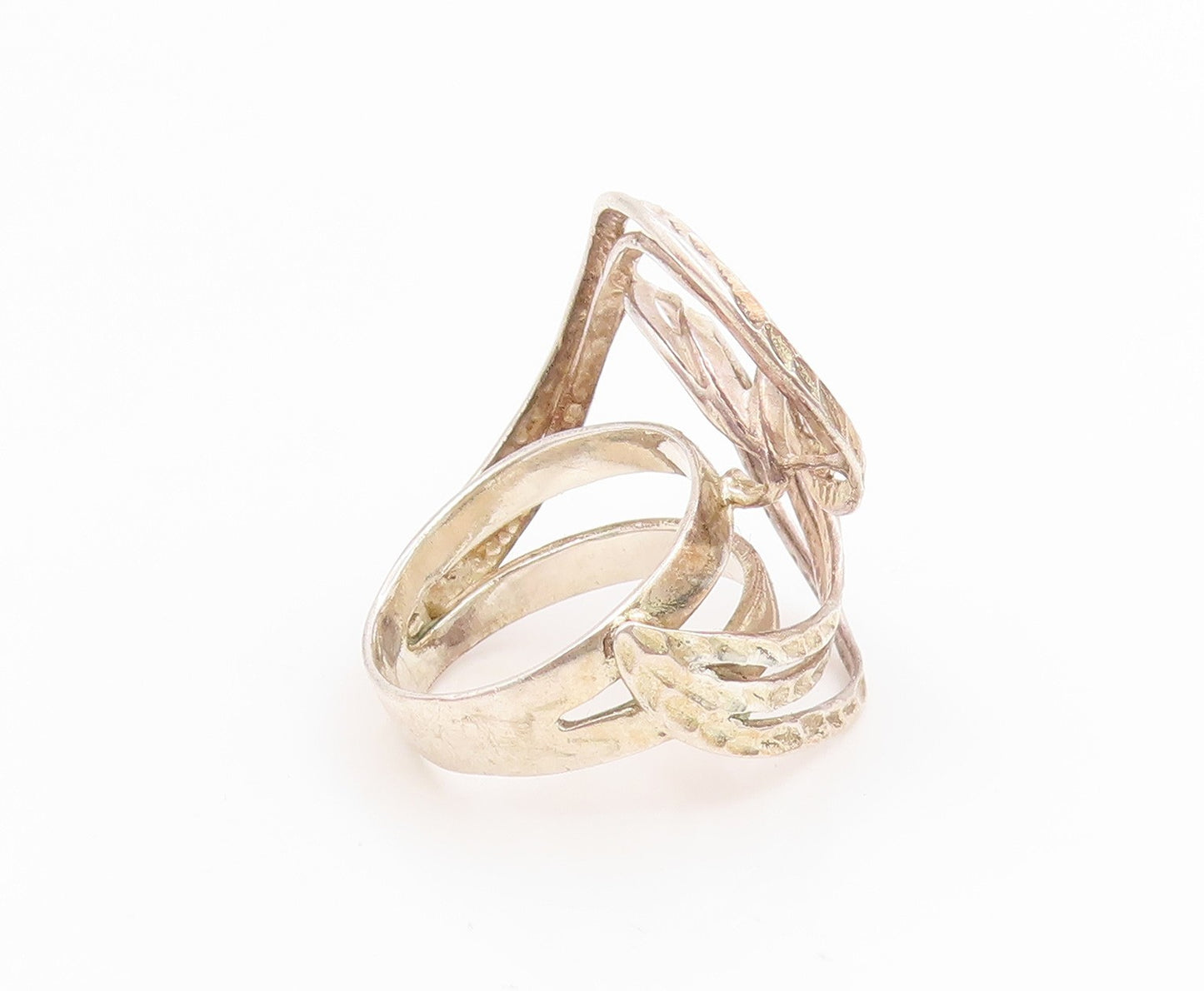 925 Sterling Silver Vintage Ring Classic Etched Swirly Spiral Band Sz 7 RG36003