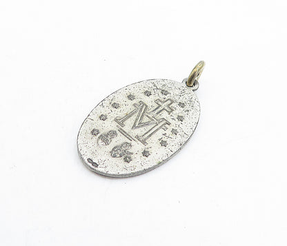 925 Sterling Silver  Vintage Antique Dark Tone Religious Figure Pendant PT3754