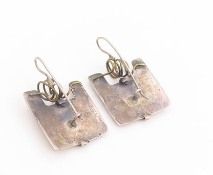 925 Sterling Silver Vintage Earrings Modernist Geometric Wire Design  EG14055