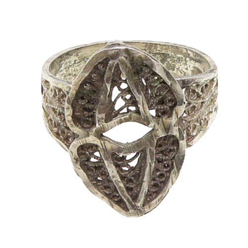 925 Sterling Silver  Vintage Dark Tone Filigree Band Ring Sz 7.5  RG18641