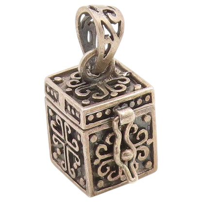 925 Sterling Silver Vintage Pendant Religious Prayer Box Locket OPENS  PT26511