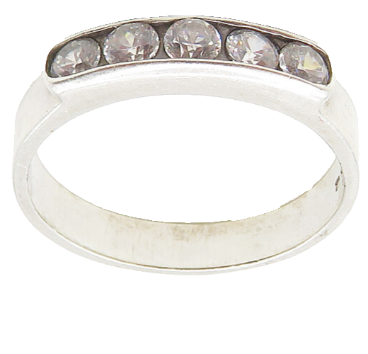 925 Sterling Silver  Cubic Zirconia 5 Stone Smooth Band Ring Sz 8  RG17472