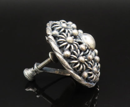 925 Sterling Silver  Vintage Round Multi Flower Screw Back Earrings  EG11842
