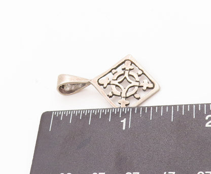 925 Sterling Silver Vintage Pendant Cutout Symmetric Pattern Carved  PT23063