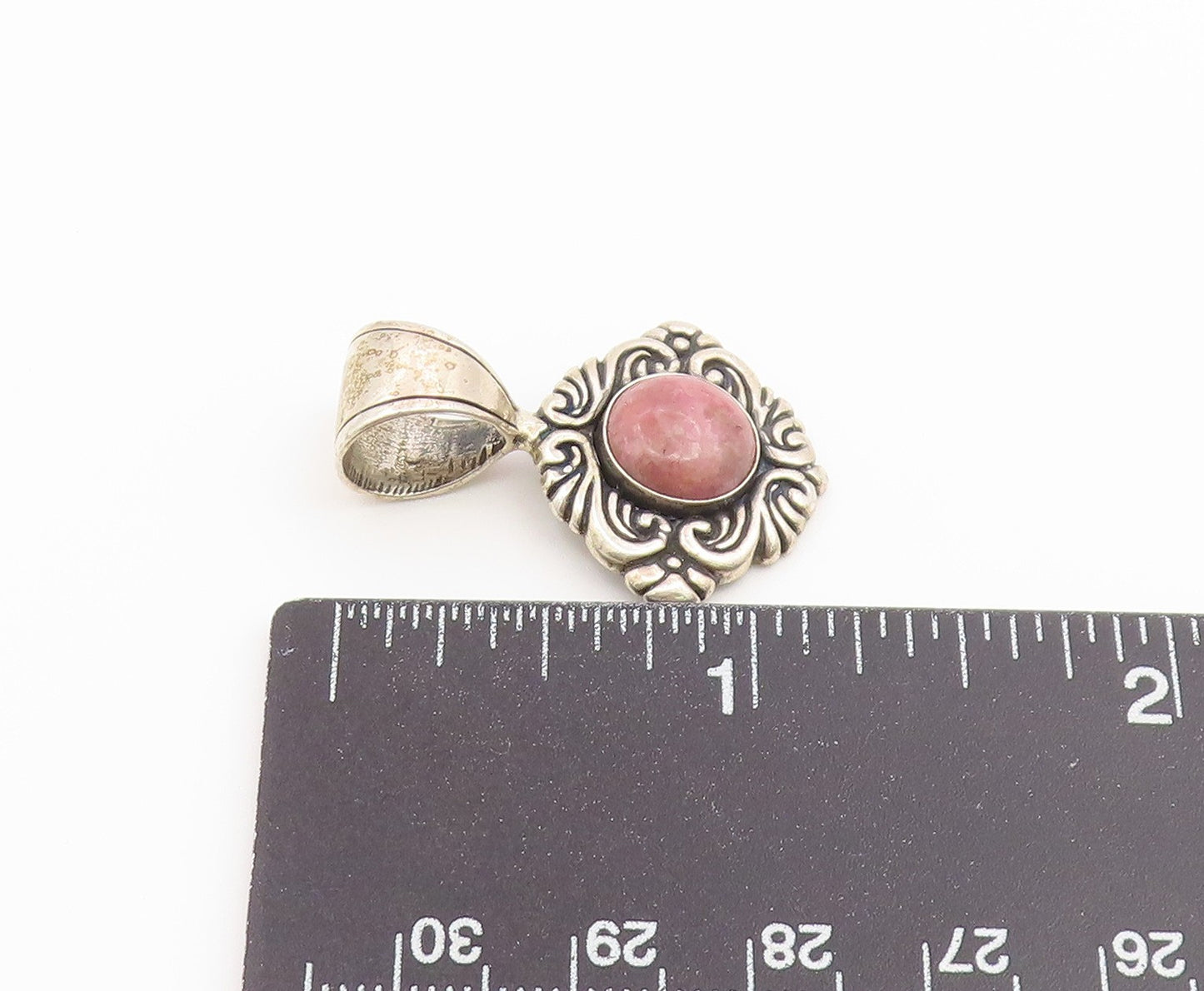 925 Sterling Silver Vintage Pendant CAROLYN POLLACK Rhodonite Charm  PT26555