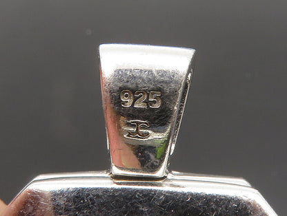 925 Sterling Silver  Vintage Heart Charm Square Topaz Pendant (OPENS)  PT20377