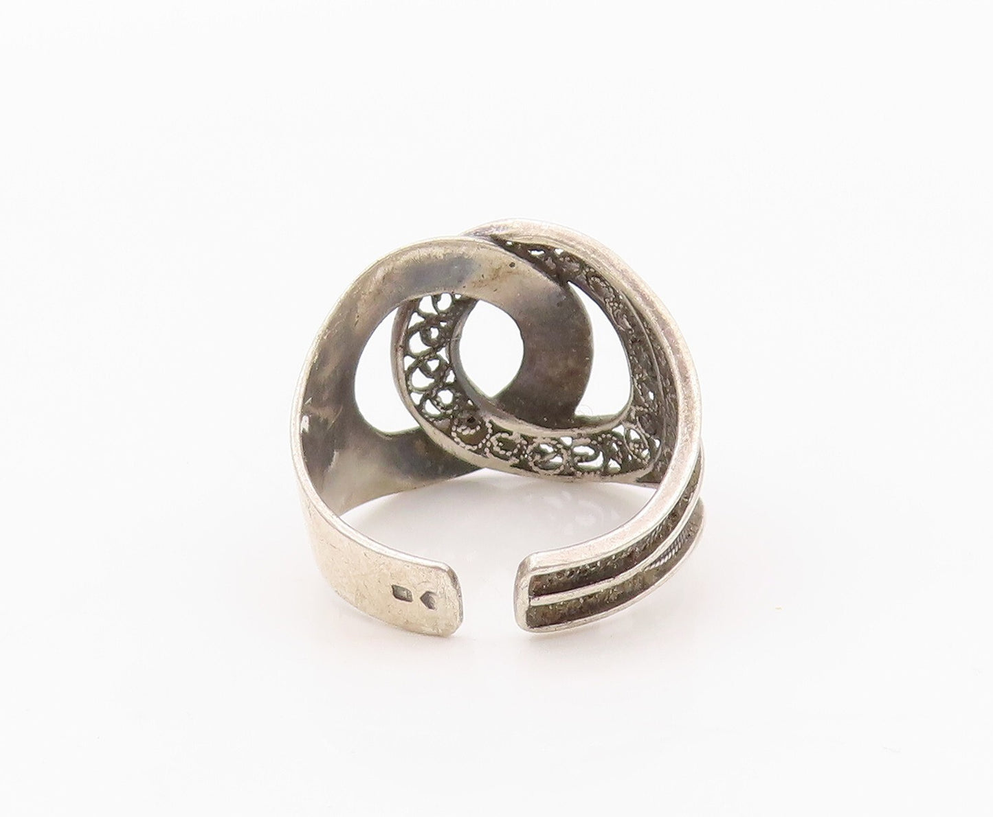 925 Sterling Silver Vintage Ring EUROPE Antique Design Cutout  SZ 9  RG32056