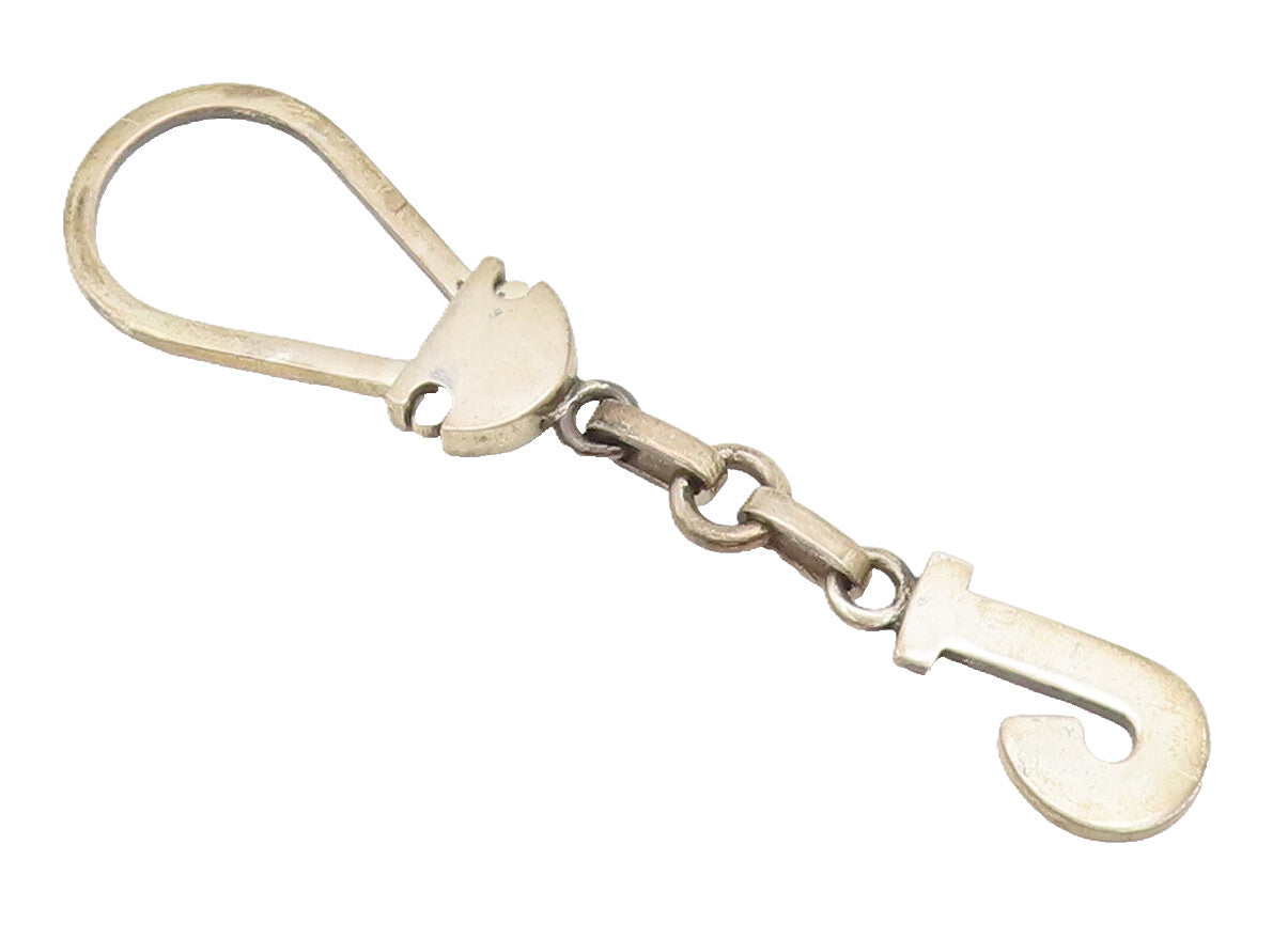 MIDDLE EAST 925 Silver  Vintage Solid Cutout Letter J Big Hoop Keychain TR3535