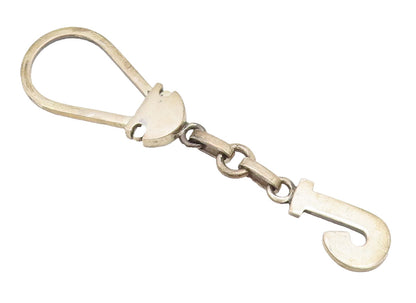 MIDDLE EAST 925 Silver  Vintage Solid Cutout Letter J Big Hoop Keychain TR3535