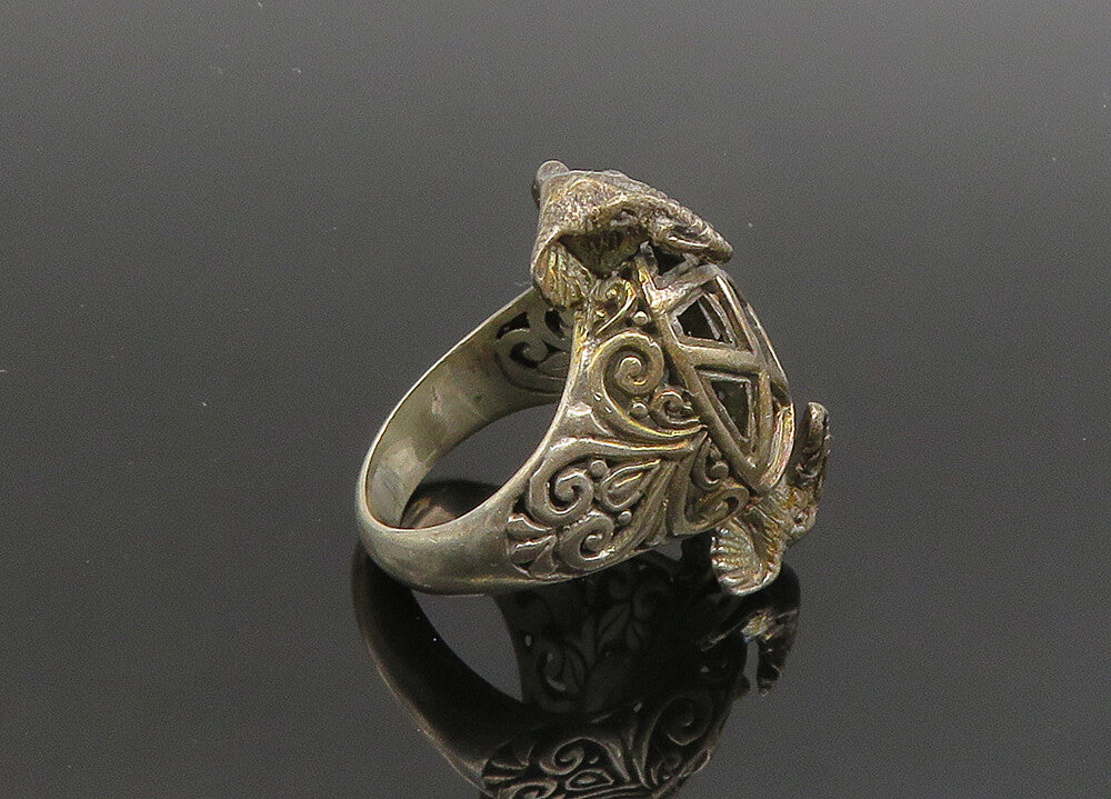 SARDA 925 Sterling Silver Vintage Elephant's Head Swirl Band Ring Sz 8 RG19958
