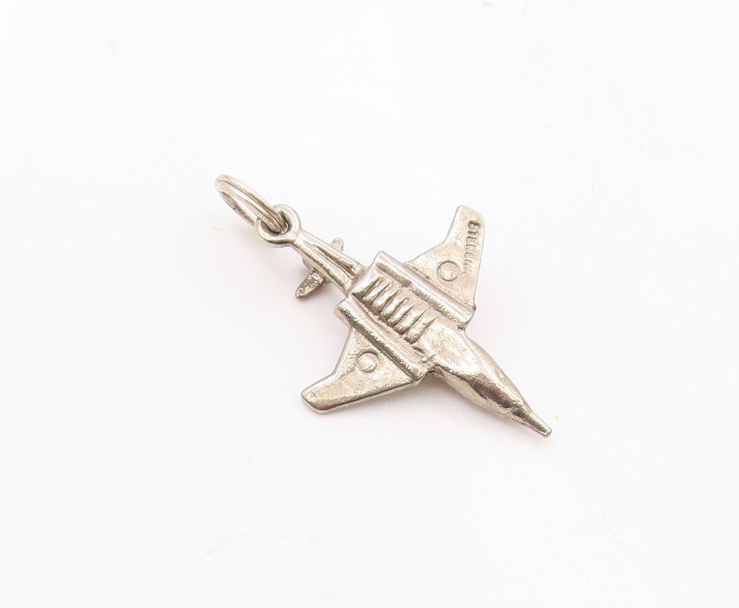 925 Sterling Silver  Vintage Petite Jet Plane Shiny Pendant  PT16980