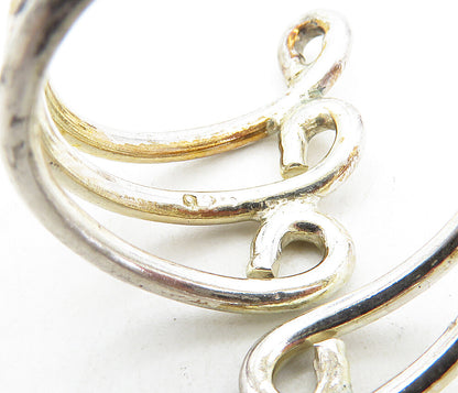 925 Sterling Silver  Vintage Shiny Split Bypass Swirl Band Ring Sz 9  RG8653