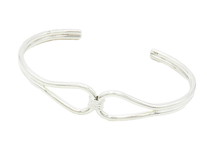 925 Sterling Silver  Vintage Shiny Smooth Open Loop Cuff Bracelet  BT6041