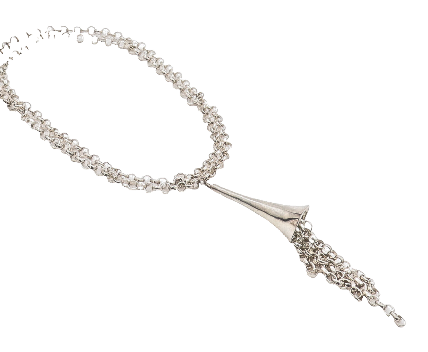 RLM STUDIO 925 Sterling Silver  Vintage Ring Chain Tassel Necklace  NE4183