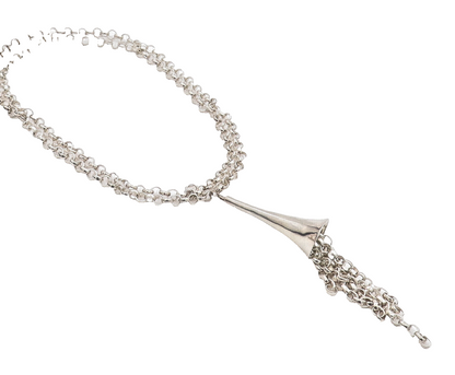 RLM STUDIO 925 Sterling Silver  Vintage Ring Chain Tassel Necklace  NE4183