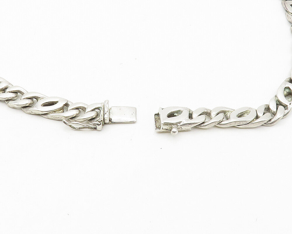 925 Sterling Silver  Vintage Shiny Curb Link Minimalist Chain Necklace  NE2851