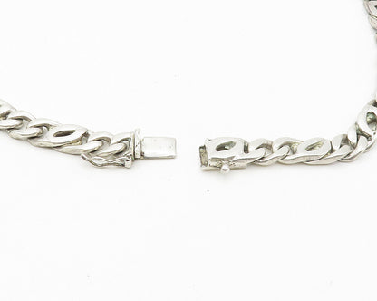925 Sterling Silver  Vintage Shiny Curb Link Minimalist Chain Necklace  NE2851