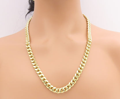 925 Sterling Silver Vintage Necklace Gold Plated Chunky Cuban Link Chain  NE4748