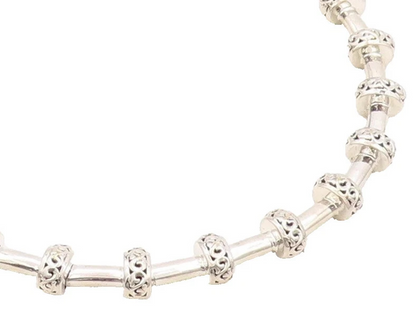 14K Gold 925 Sterling Silver Vintage Necklace KRYPELL Carved Beads  NE4368