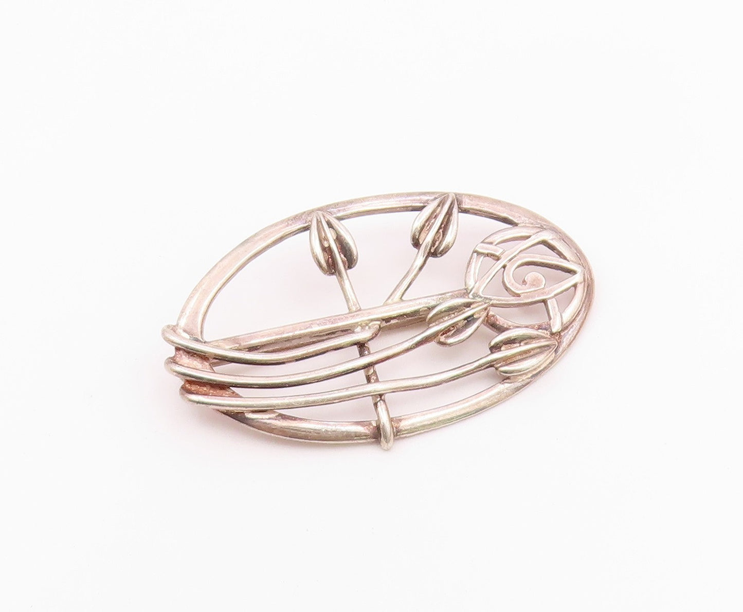 CJL IRELAND 925 Silver  Vintage Openwork Flower Design Brooch Pin  BP9872