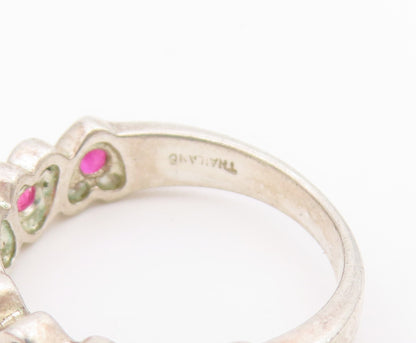 925 Sterling Silver Vintage Ring Elegant Ruby Love Heart Band  Sz 6  RG36603