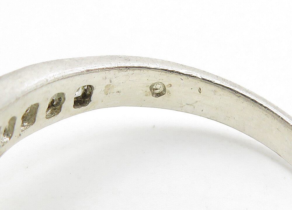 925 Sterling Silver  Sparkling Cubic Zirconia Bypass Band Ring Sz 8  RG10436