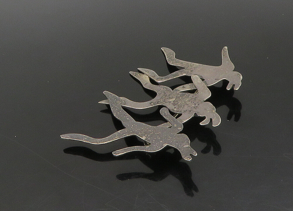 PRECIV 925 Silver  Vintage Modernist Silhouettes Dark Tone Brooch Pin  BP9001