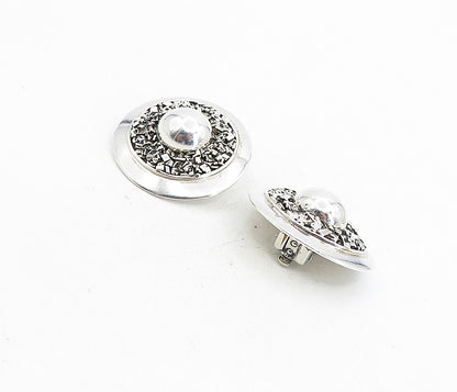 MEXICO 925 Silver  Vintage Textured Dome Non Pierce Drop Earrings  EG4404