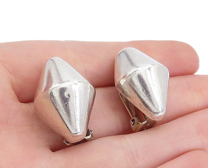 MEXICO 925 Sterling Silver  Vintage Shiny Hollow Non Pierce Earrings  EG2477