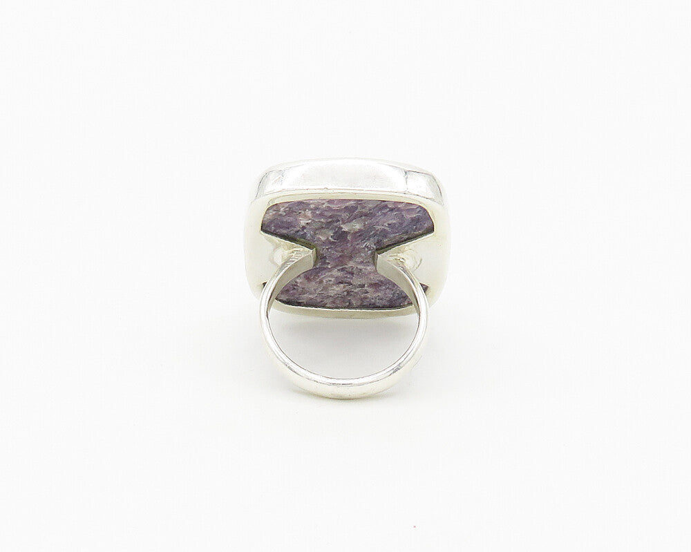 925 Sterling Silver  Charoite Shiny Square Cocktail Ring Sz 9  RG17770