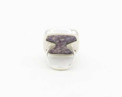 925 Sterling Silver  Charoite Shiny Square Cocktail Ring Sz 9  RG17770