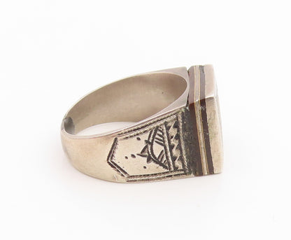 925 Sterling Silver Vintage Ring Classic Etched Geometric Band  Sz 7  RG35511